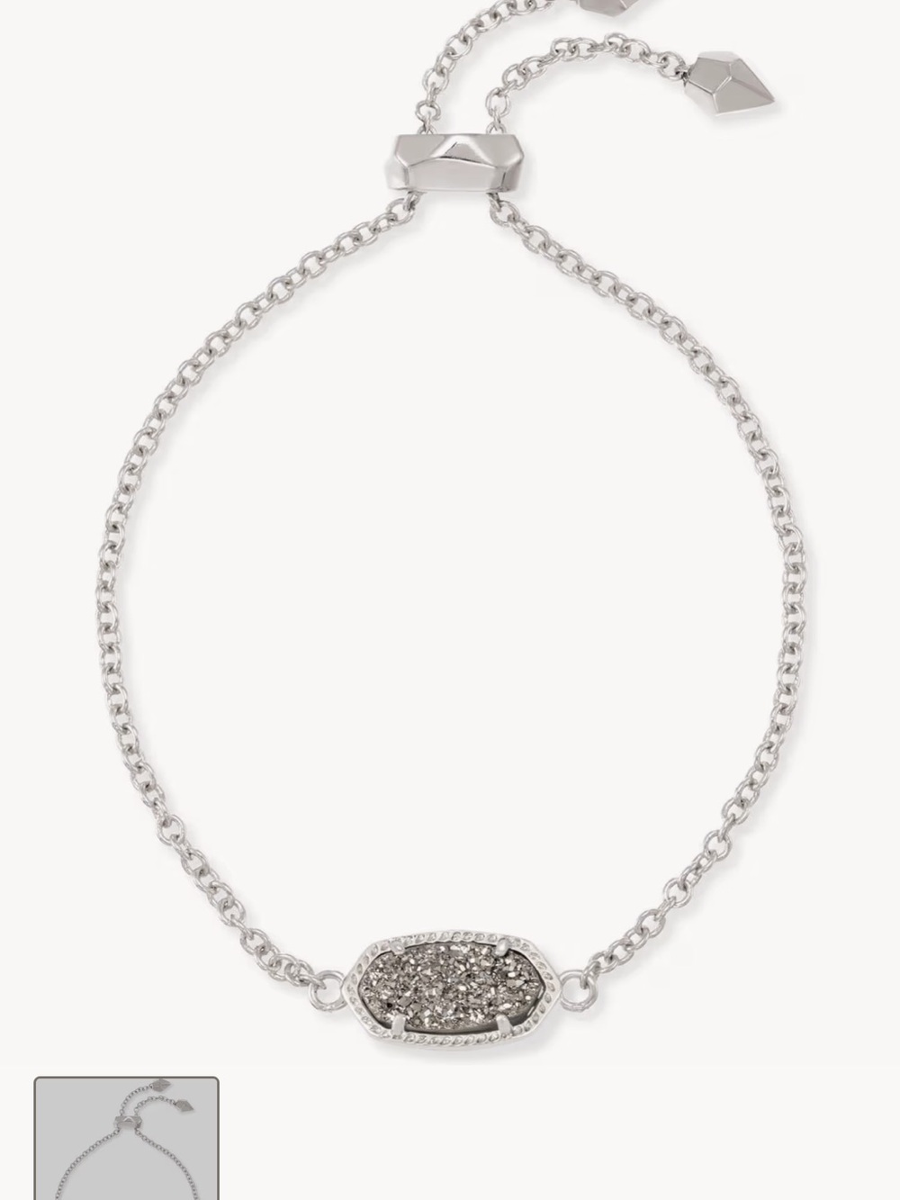 Elaina Silver Adjustable Chain Bracelet in Platinum Drusy by Kendra Scott